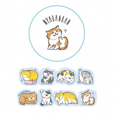 Rouleau de Stickers de la marque Japonaise Mind Wave - Nyabanban - Avec des motifs de petits chats