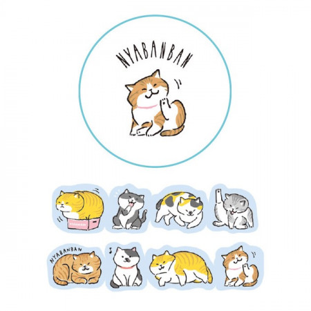 Rouleau de Stickers de la marque Japonaise Mind Wave - Nyabanban - Avec des motifs de petits chats