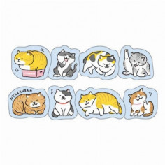 Rouleau de Stickers de la marque Japonaise Mind Wave - Nyabanban - Avec des motifs de petits chats. Vue globale
