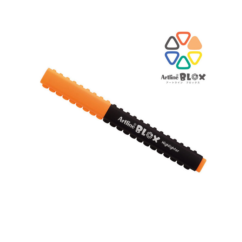 Surligneur Artline blox Fluo de la marque Japonaise Shachihata qui se clipsent. Orange