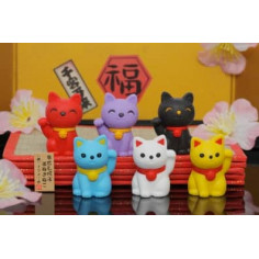 Gommes Chats Maneki Neko à l'unité - Iwako - Gomme japonaise