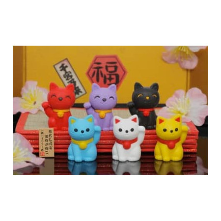 Gommes Chats Maneki Neko à l'unité - Iwako - Gomme japonaise