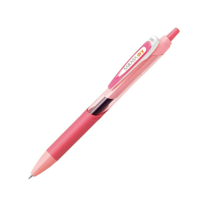 Stylo Bille Rose Zebra Gel Sarasa 0,5mm. Encre noire.