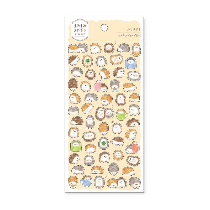 Planche de 60 stickers qui représentent des Hérissons Mignons, en mode kawaii