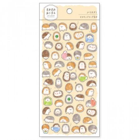 Planche de 60 stickers qui représentent des Hérissons Mignons, en mode kawaii