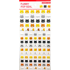 Planche de 100 stickers qui représentent des têtes de chats, en mode... chat