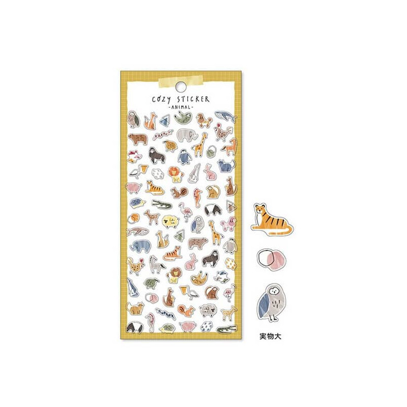 Planche de 40 stickers qui représentent des Animaux Crayonnés en mode enfantin