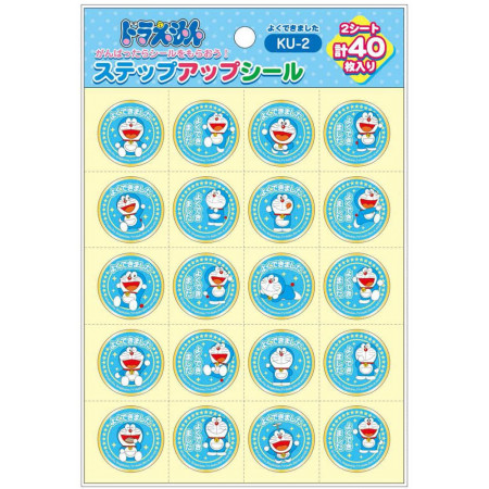 Planche de 2 stickers qui représentent Le célébré personnage Japonais Doraemon