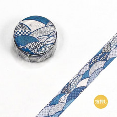 Rouleau de Washi Tape Japonais avec pour motifs des Vagues au Style Japonnais