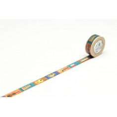 Rouleau de Washi Tape Japonais avec pour motifs des Instruments de Musique - déroulé