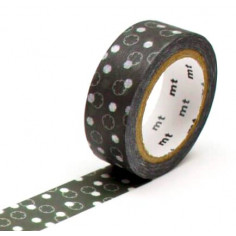 Rouleau de Washi Tape Japonais avec pour motif des flocons stylisés sur un fond vert foncé