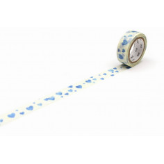 Rouleau de Washi Tape Japonais avec pour motif des coeurs bleus - grand