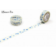 Rouleau de Washi Tape Japonais avec pour motif des coeurs bleus - Global