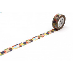 Rouleau de Washi Tape Japonais avec une mosaïque de carrés et de rectangles rétro - Détails