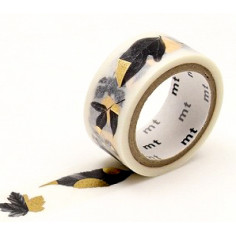 Rouleau de Washi Tape Japonais avec des motifs de Feuilles Dorées.