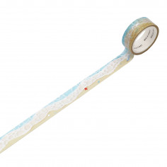 Rouleau de Washi Tape Japonais avec pour motif le bord de mer avec sa plage - Déroulé