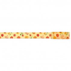 Rouleau de Washi Tape Japonais avec pour motif des fleurs dans les tons rouge orange jaune - Détails