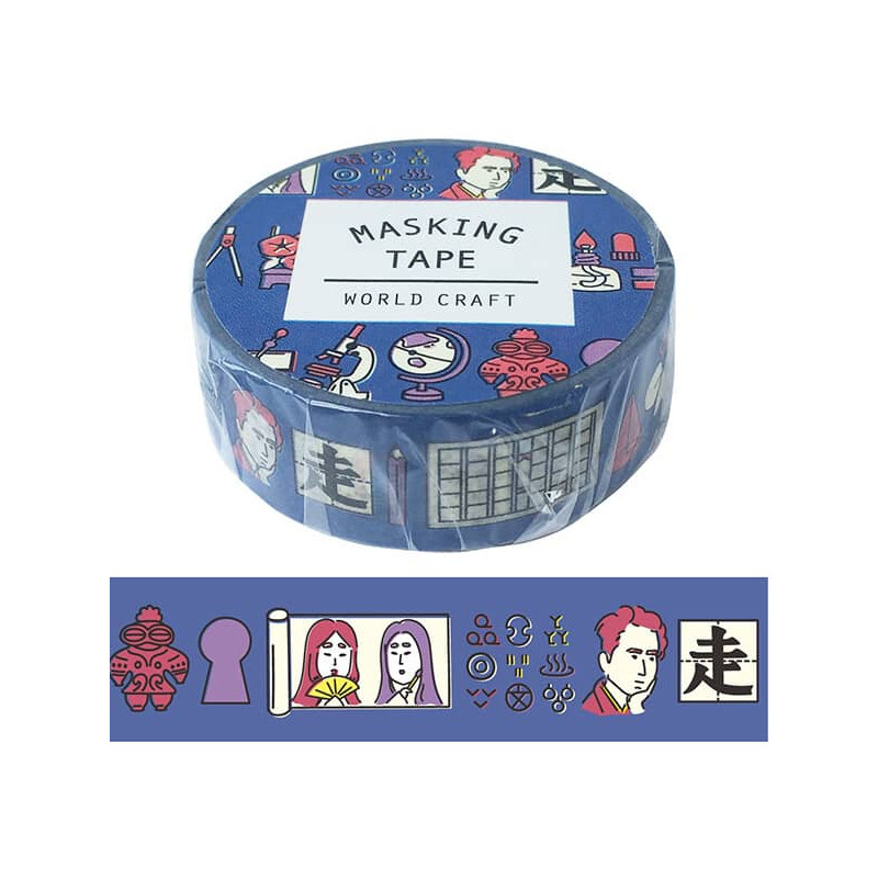 Rouleau de Washi Tape Japonais avec pour motif des elements de science et d'art