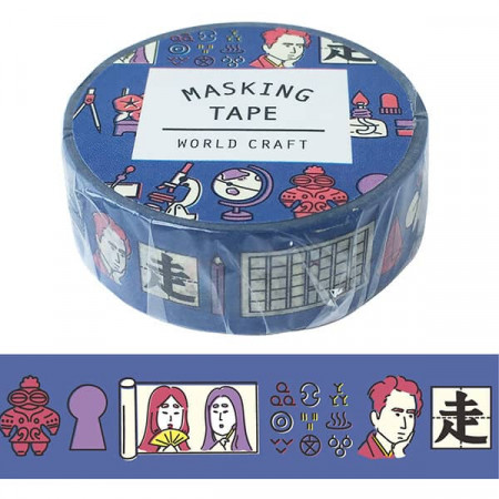 Rouleau de Washi Tape Japonais avec pour motif des elements de science et d'art