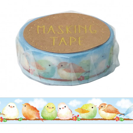 Rouleau de Washi Tape Japonais avec pour motif des Petits oiseaux