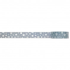 Rouleau de Washi Tape avec pour motifs des étoiles dans des couleurs blanche et bleu - Déroulé