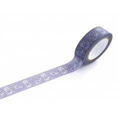 Rouleau de Washi Tape avec pour motifs des Chouettes Violettes déroulé