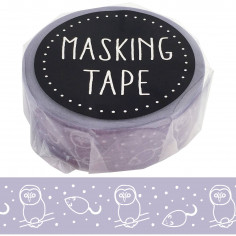 Rouleau de Washi Tape avec pour motifs des Chouettes Violettes