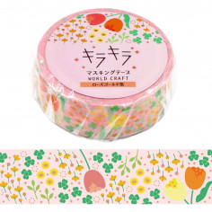 Rouleau de Washi Tape avec pour motifs des Fleurs de Printemps