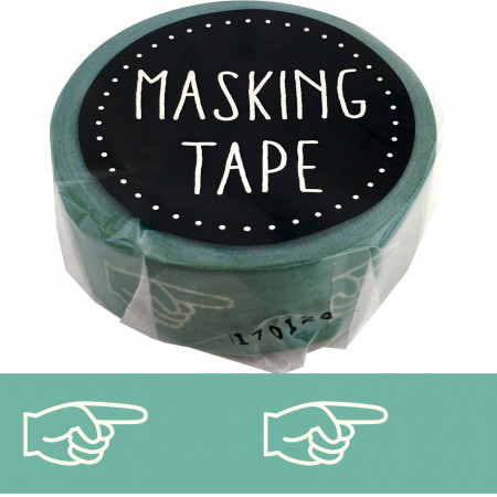 Rouleau de Washi Tape avec pour motifs des mains qui pointent une direction.