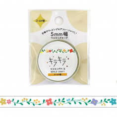 Rouleau en 5mm de Washi Tape Japonais avec pour motifs une ligne de petites fleurs