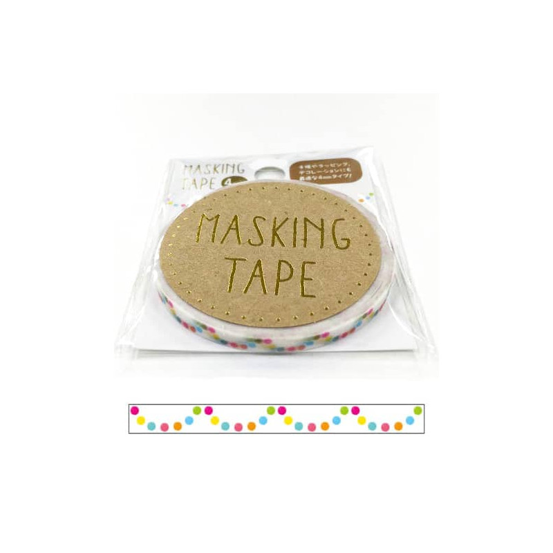 Rouleau en 5mm de Washi Tape Japonais avec pour motifs une ligne de Guirlandes colorées