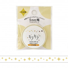 Rouleau en 5mm de Washi Tape Japonais avec pour motifs des étoiles dorées