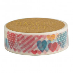 Rouleau de Washi Tape Japonais avec pour motif des coeurs Multicolores