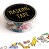 Rouleau de Washi Tape Japonais avec pour motif des animaux coloré crayonés