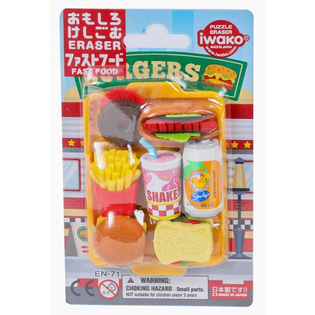 Lot de Gommes Fast Food – Iwako – Gomme japonaise - Blister