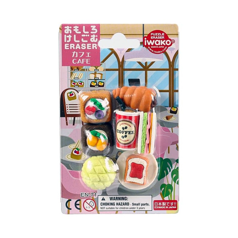 Lot de Gommes Café & Pâtisseries Japonaises – Iwako – Gomme japonaise - Blister