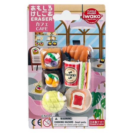 Lot de Gommes Café & Pâtisseries Japonaises – Iwako – Gomme japonaise - Blister