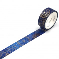 Rouleau de Washi Tape Japonais sur le theme des étoiles et de l'astrologie -Déroulé