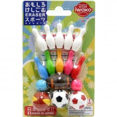 Lot de Gommes Sports Japonaises – Iwako – Gomme japonaise - sous Blister