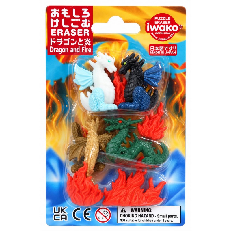 Lot de Gommes Dragons & Feu – Iwako Lot de Gommes Dragons & Feu – Iwako Blister