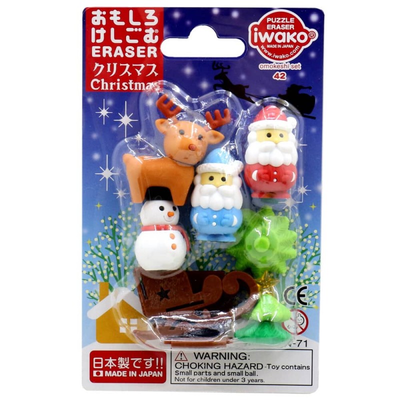 Lot de Gommes Noël – Iwako – Iwako  Gommes de noel – Iwako Blister