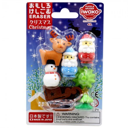 Lot de Gommes Noël – Iwako – Iwako  Gommes de noel – Iwako Blister