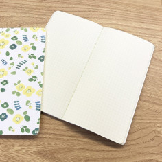 Carnet Japonais slim de 64 pages avec couverture à motif de Fleurs Jaunes et Vertes - vue 2