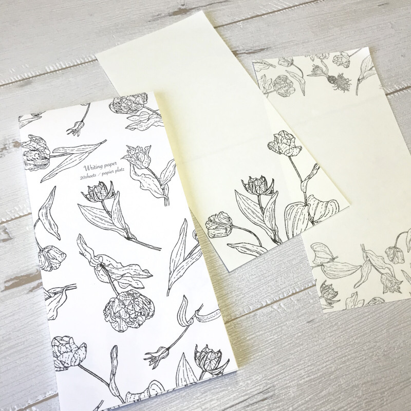 Acheter Papiers à Lettre Japonais - Fleurs N&B