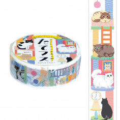 Rouleau de Washi Tape  avec pour motifs des Chats dans un arbre à chat