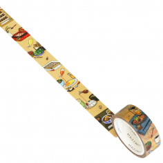 Rouleau de Washi Tape  avec pour motifs de nourritures Japonaises - Déroulé