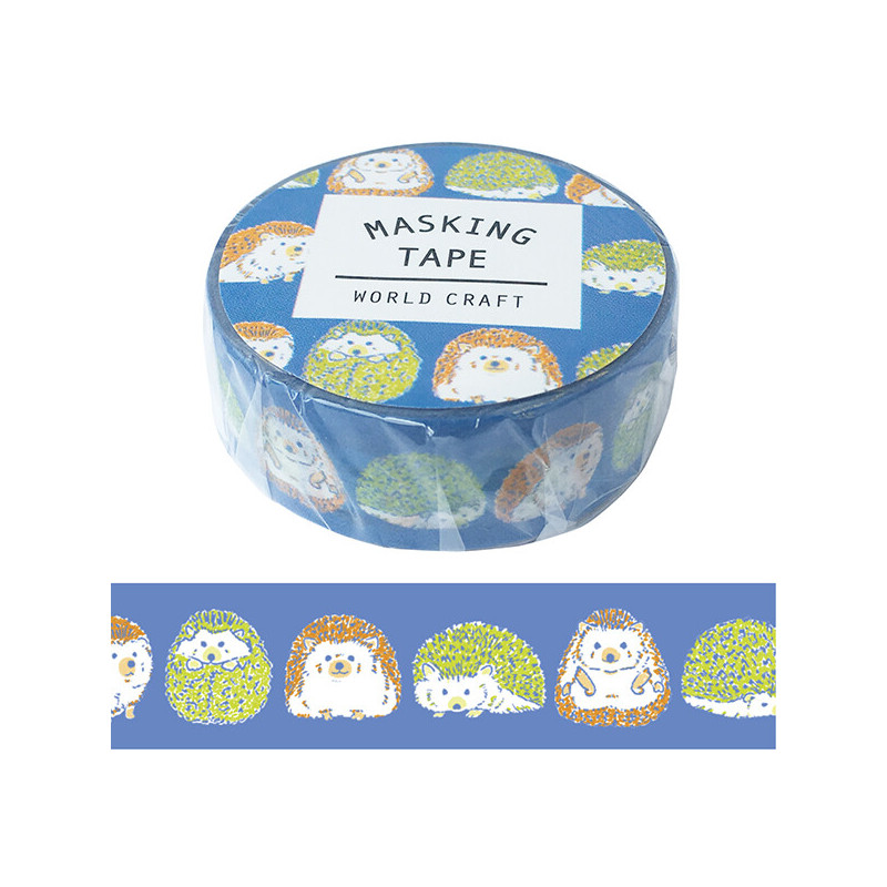 Rouleau de Washi Tape avec pour motifs des petits hérissons tout mignons