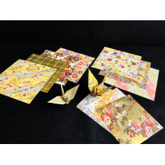 Papiers Origami - Yuzen Jaune - Motifs traditionnels Japonais - Jaune - Exemples
