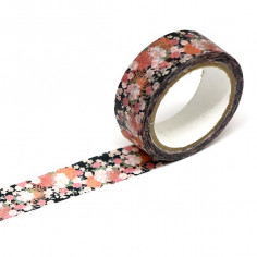 Rouleau de Washi Tape avec pour motifs des fleurs de pivoines Japonaises et de Sakura - Déroulé