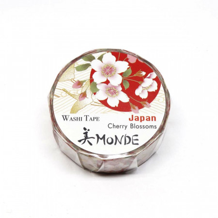 Rouleau de Washi Tape avec pour motifs des fleurs de sakura Japonais